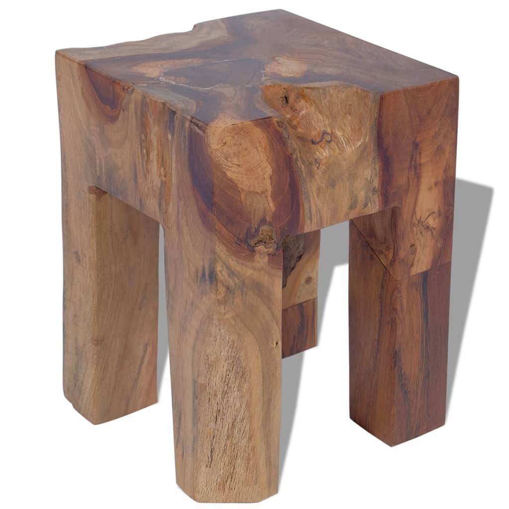 Stool brown solid teak wood classic/traditional stool square