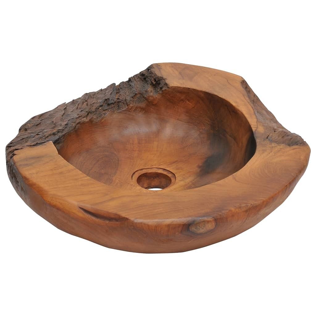 Basin solid teak 17.7"
