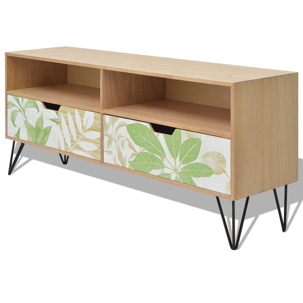 Tv cabinet brown, white, green mdf, steel 47.2 x 11.8 x 19.7 in