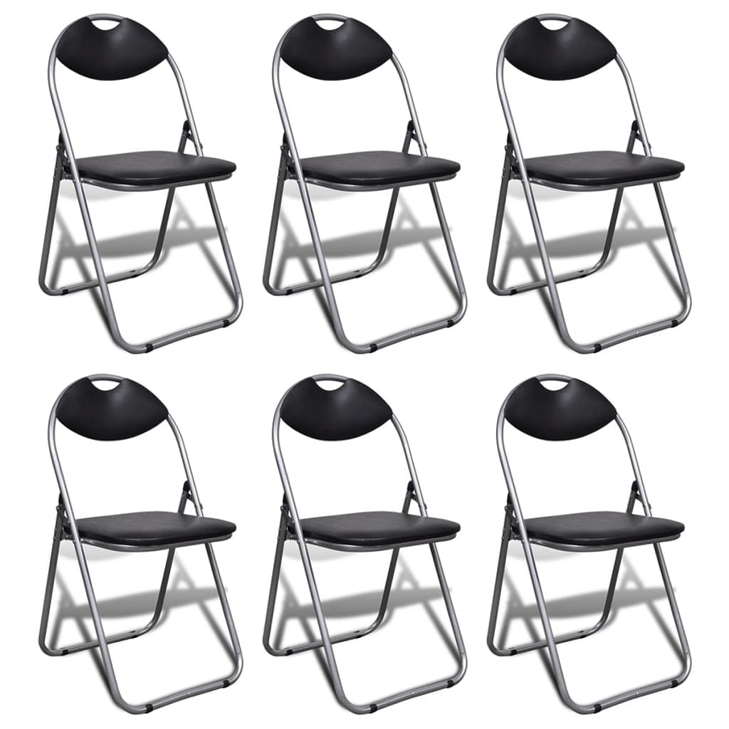 Chair set of 6 black steel frame + faux leather standard