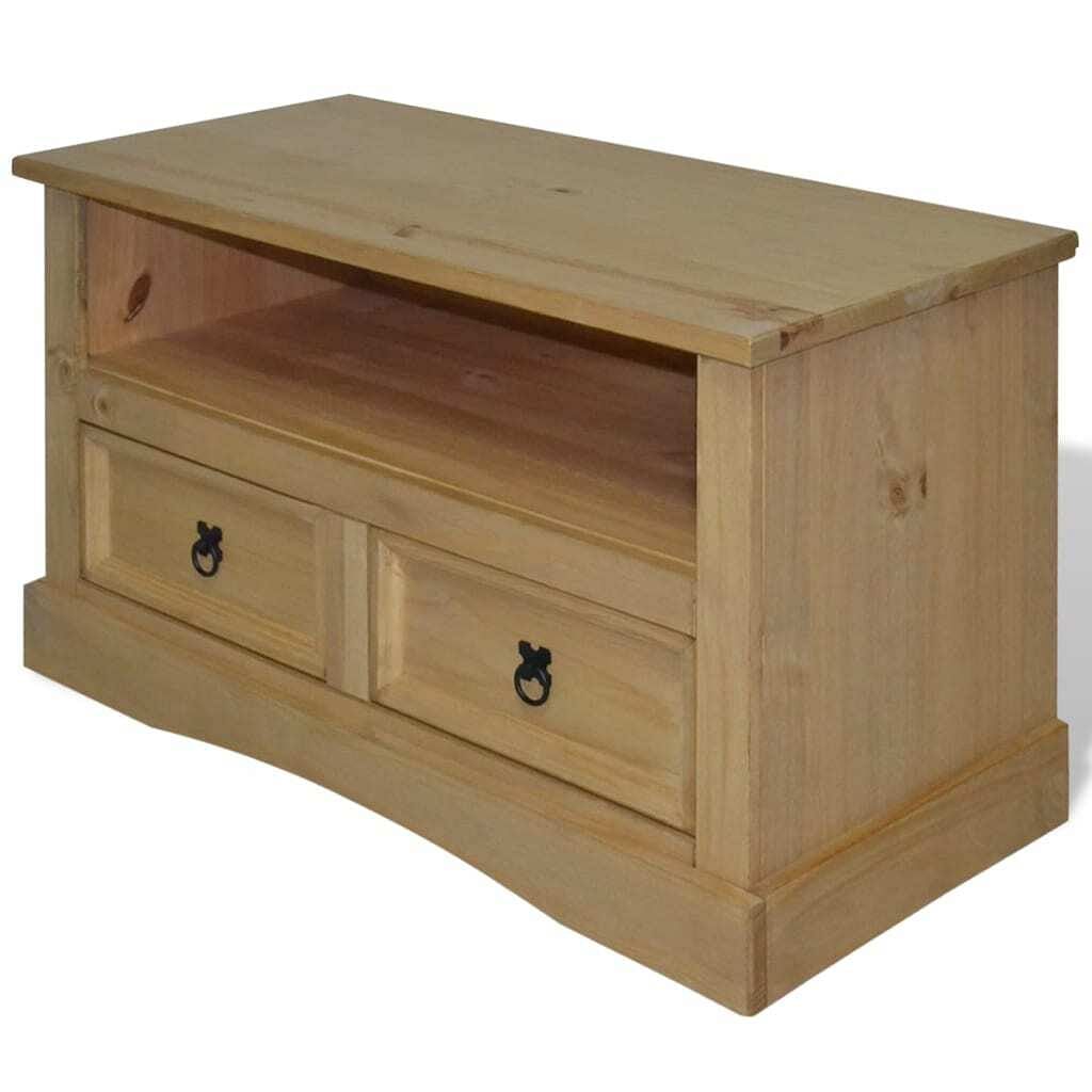 Tv cabinet brown solid pine wood medium tv cabinet rectangular
