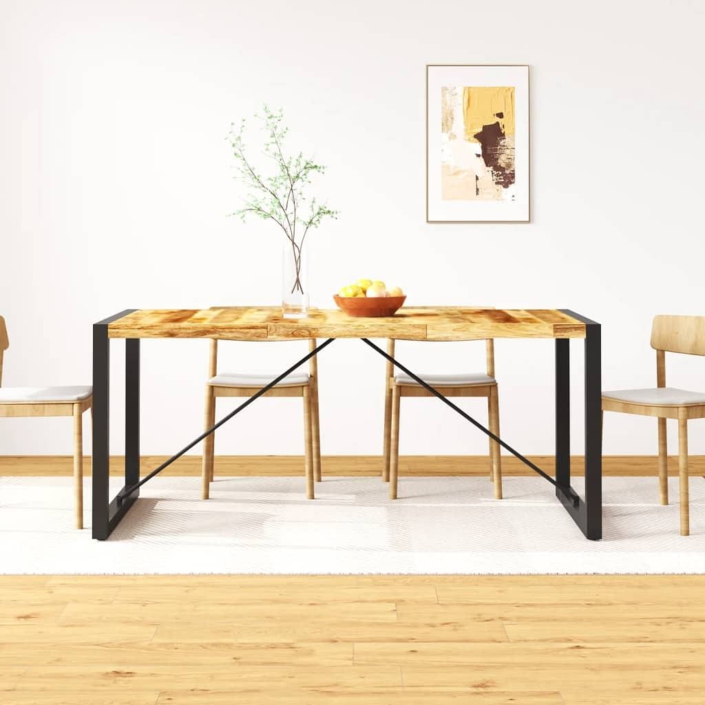 Dining table brown and black rough mango wood medium industrial