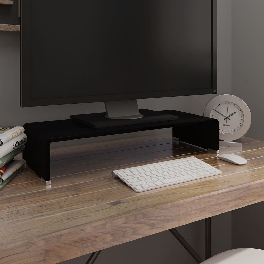 Tv stand black tempered glass, plastic modern tv stand
