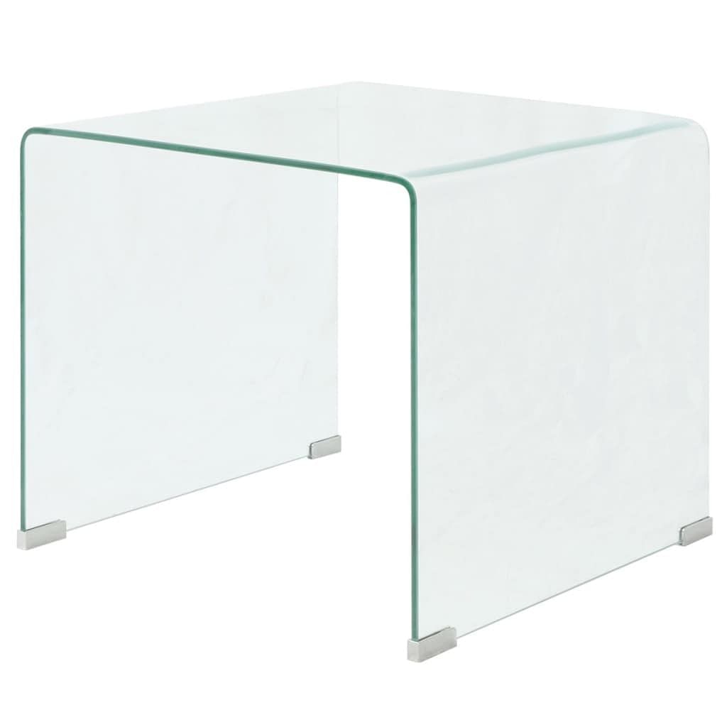 Coffee table clear tempered safety glass small modern