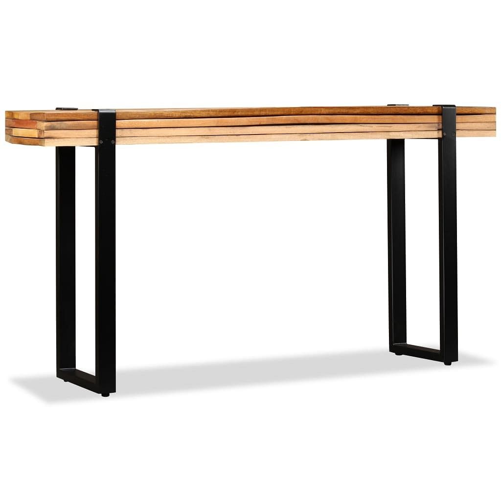 Console table multicolour solid reclaimed wood, cast iron large
