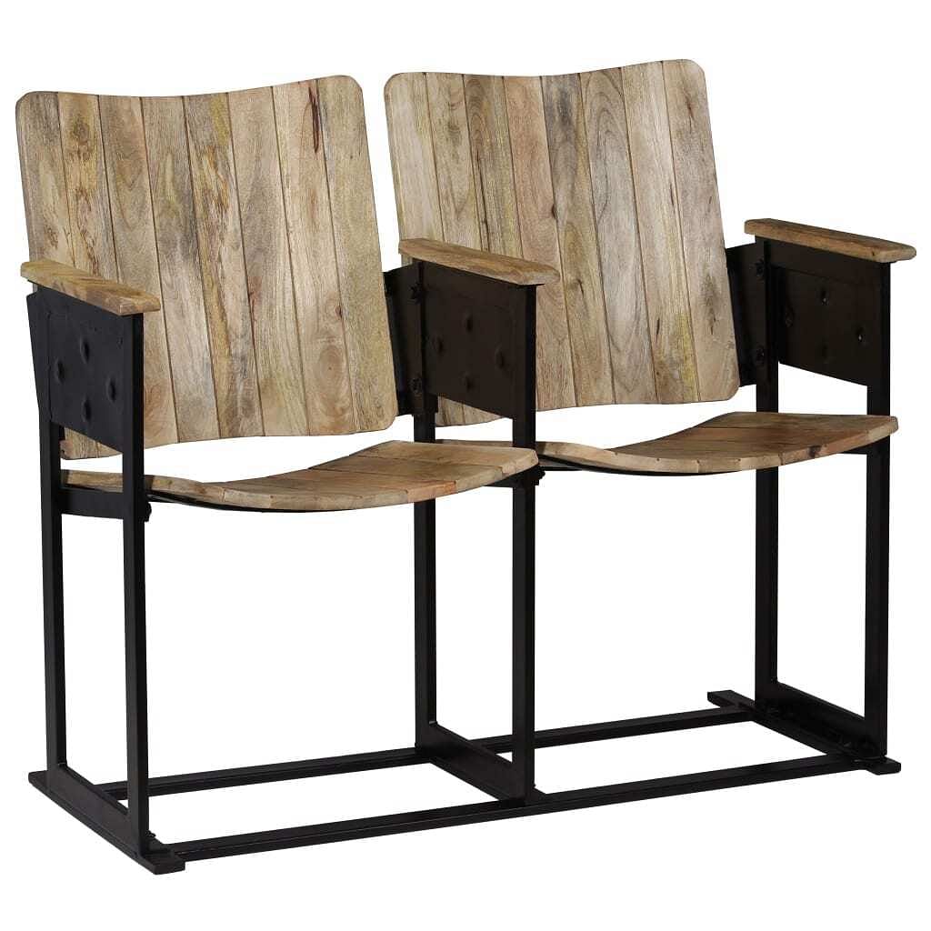 Bench mango wood solid mango wood, steel medium ergonomic bench