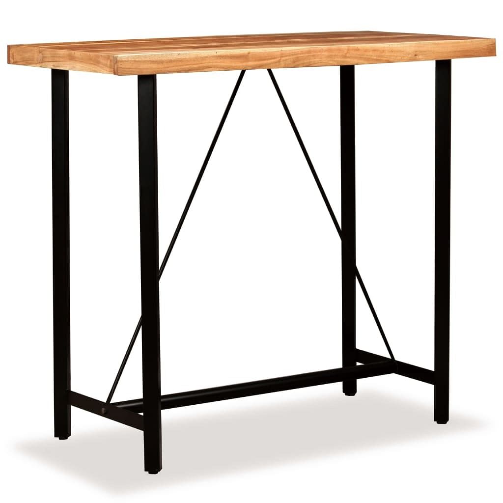 Bar table natural wood with black legs solid acacia wood, steel