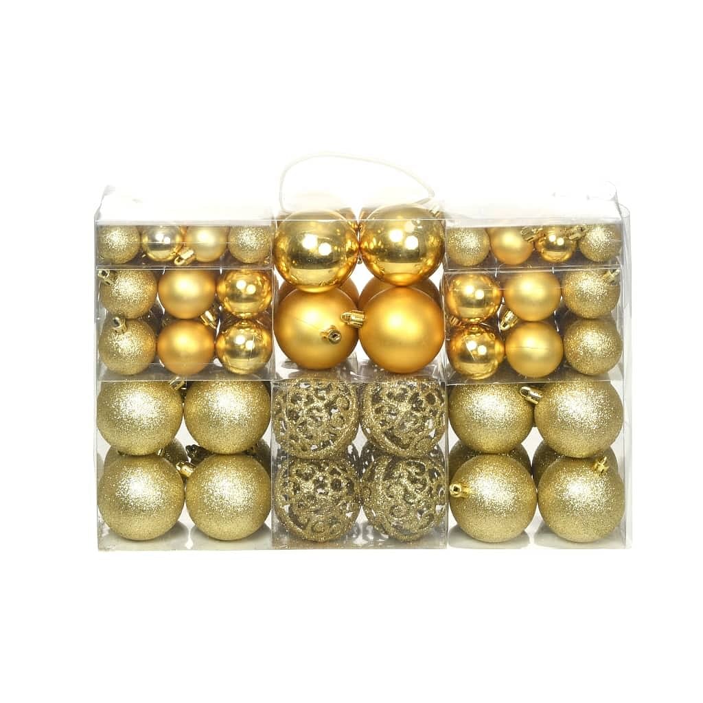 Christmas ball set of 100 gold plastic multiple sizes