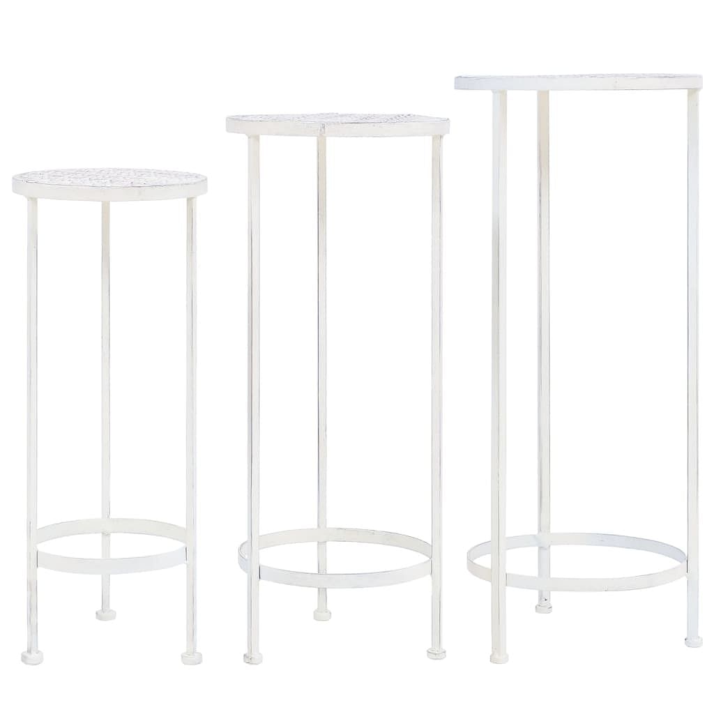 Plant stand antique white metal medium stackable plant stand