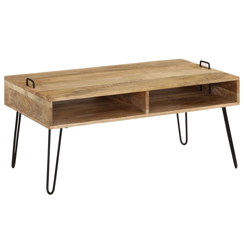 Coffee table natural wood, black