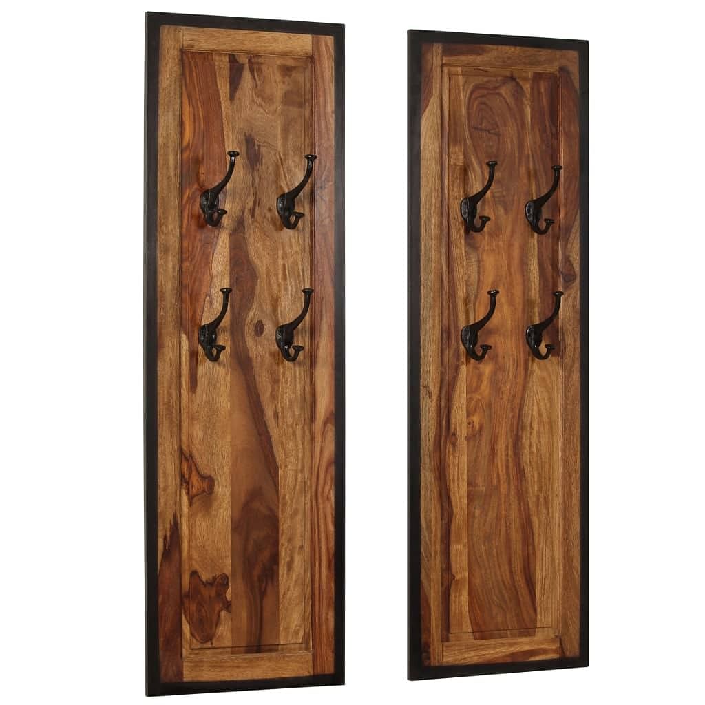 Coat rack sheesham wood with natural grain patterns