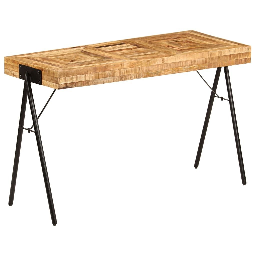 Writing table natural wood solid mango wood, steel medium