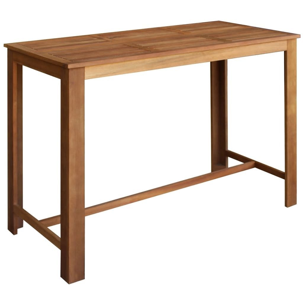 Bar table natural wood solid acacia wood 59.1x27.6x41.3 in