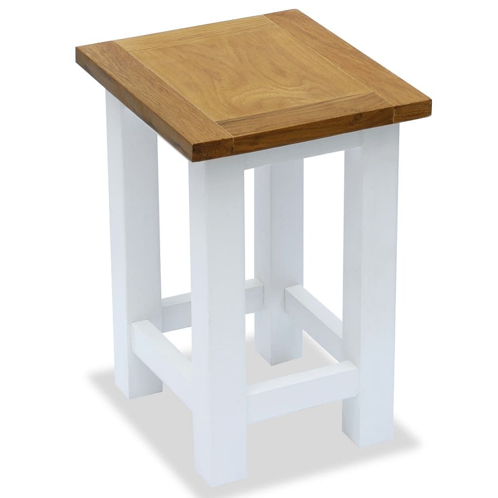 End table white and brown solid oak wood small durable