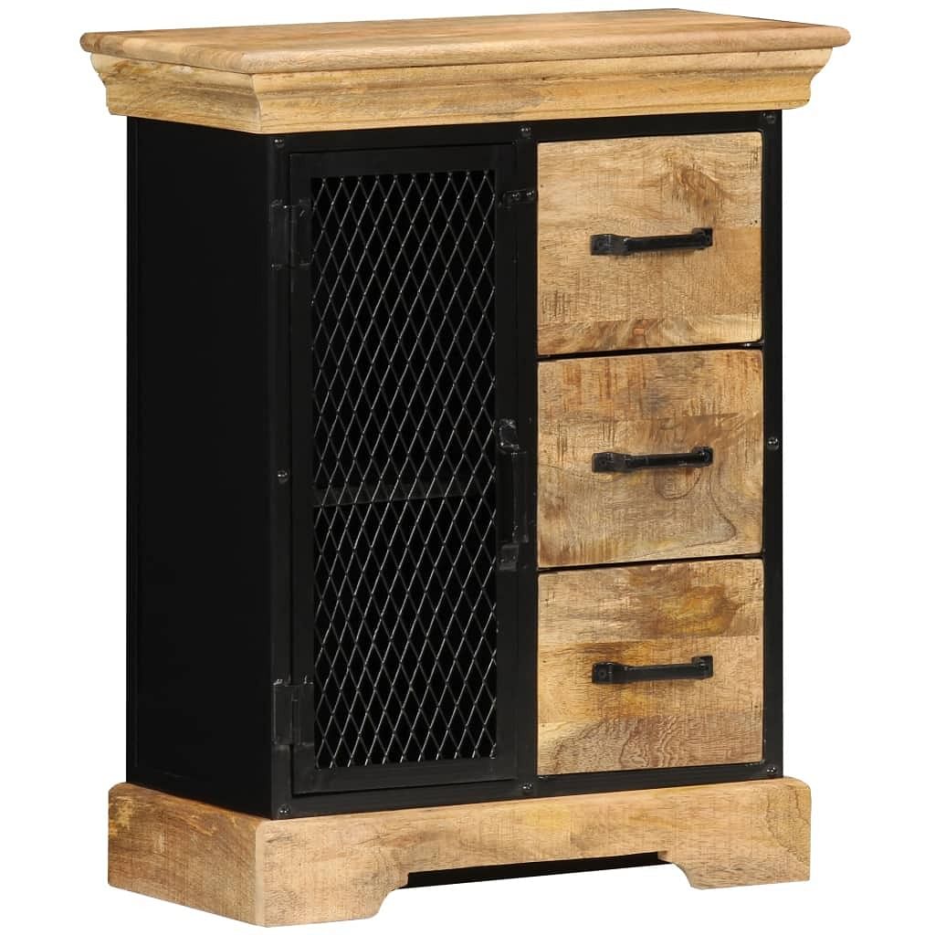 Sideboard brown and black solid mango wood and powder-coated iron