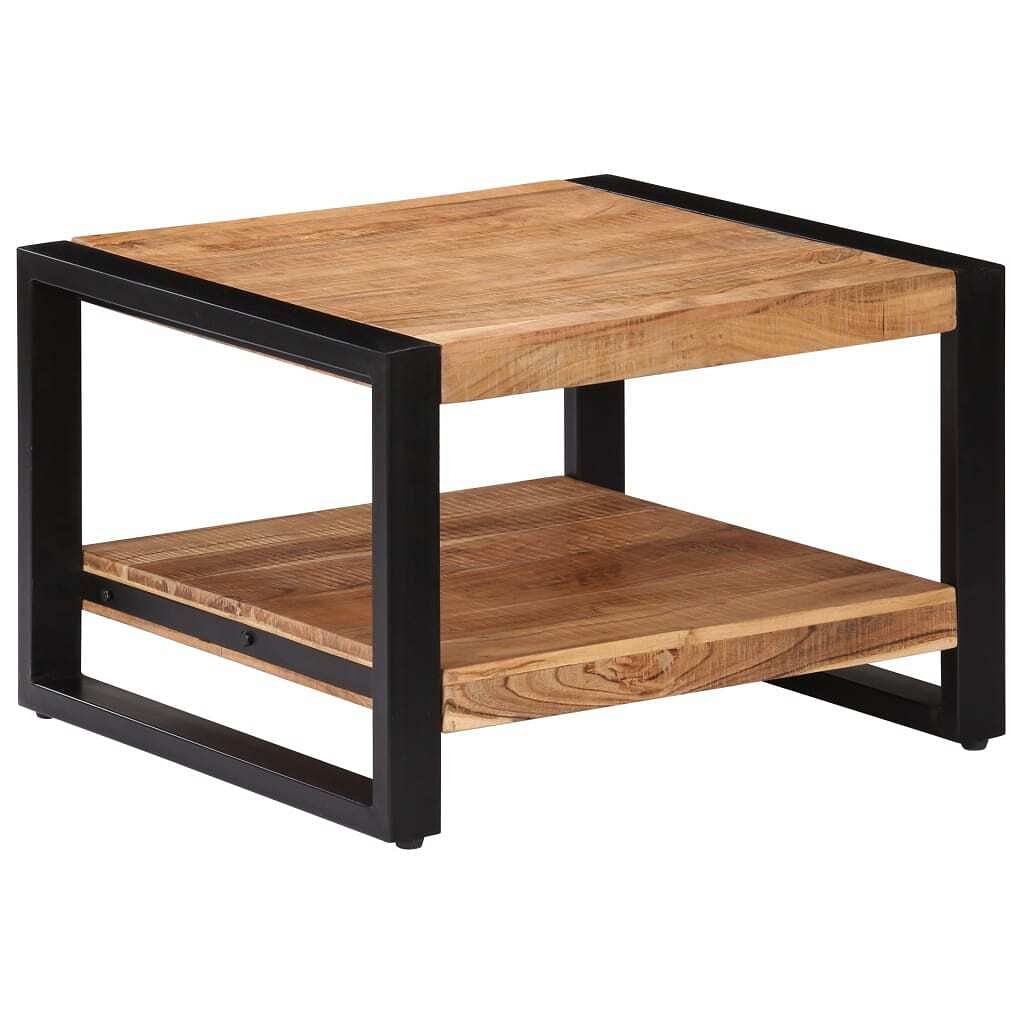 Coffee table brown solid acacia wood 23.6x23.6x15.7 in industrial