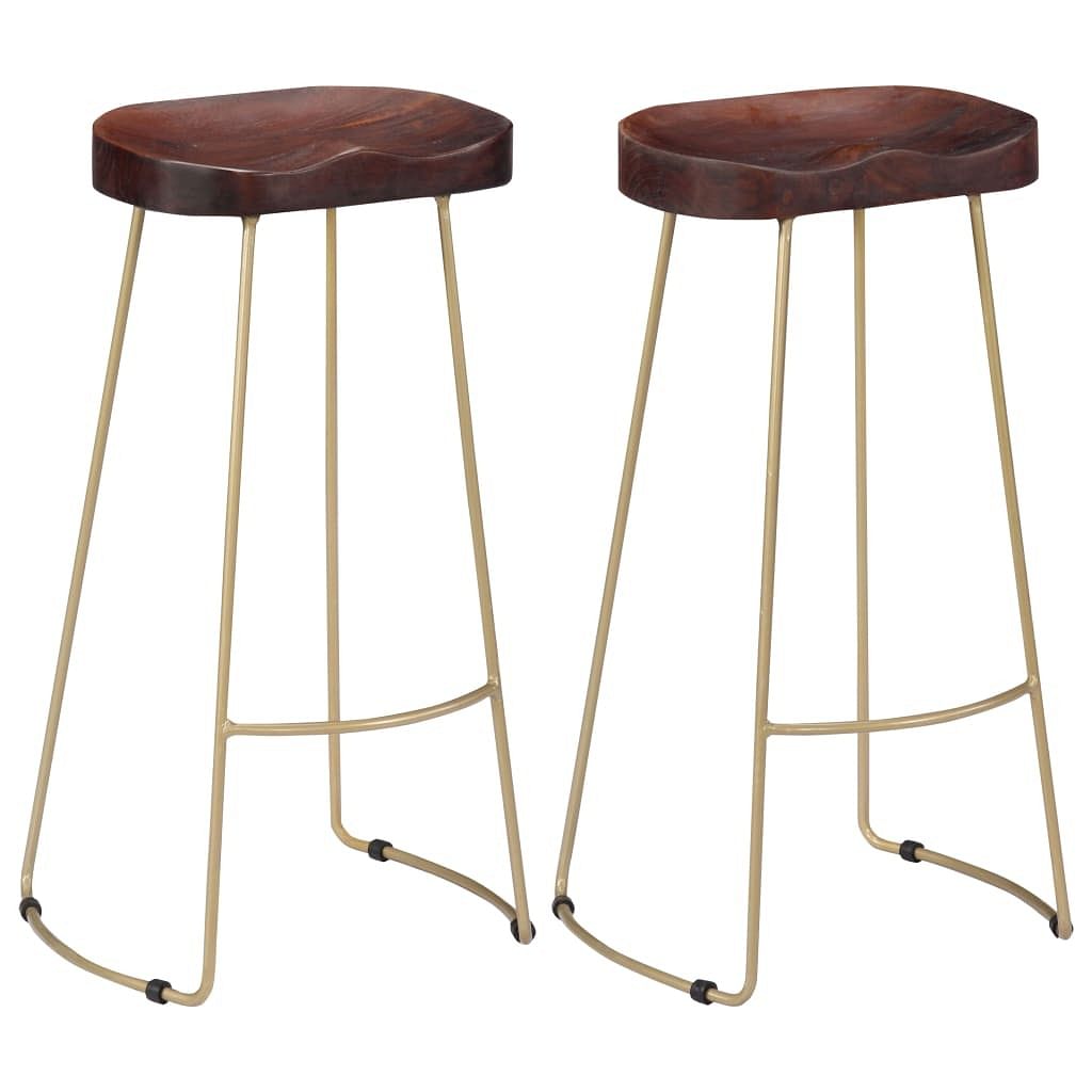 Bar chair set of 2 walnut brown and brass