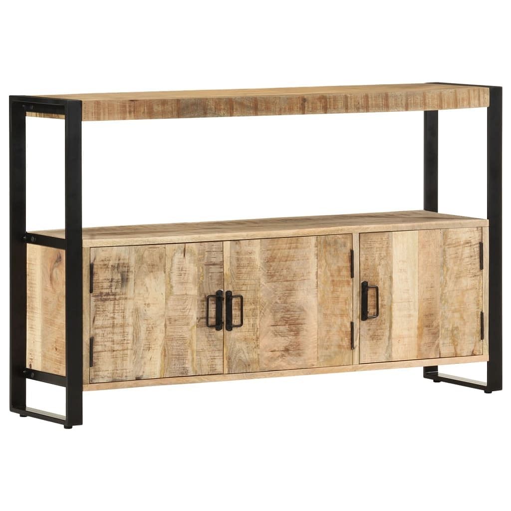 Side cabinet natural mango wood solid mango wood, powder-coated steel