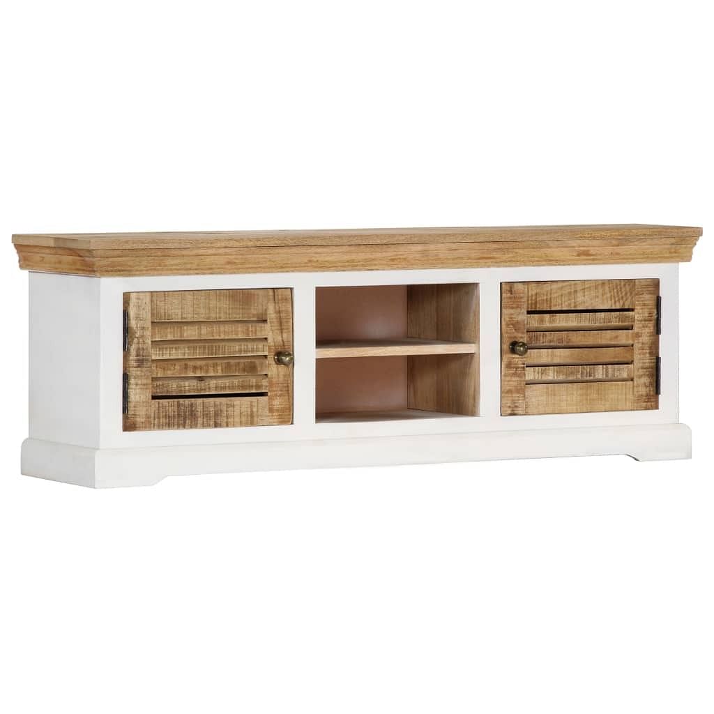 Tv stand brown and white solid mango wood 46.5x11.8x15.7 in