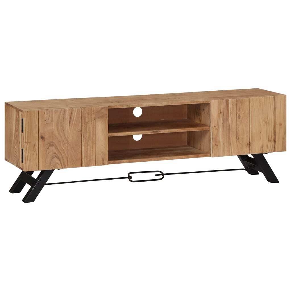 Tv stand natural wood solid acacia wood 55.1 in width tv stand