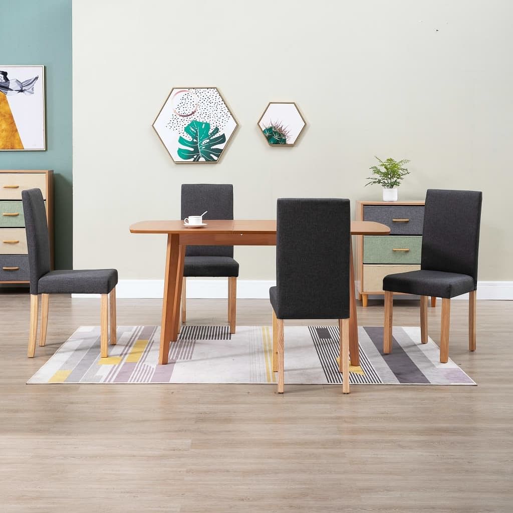 Dining chair set of 4 dark gray fabric standard ergonomic