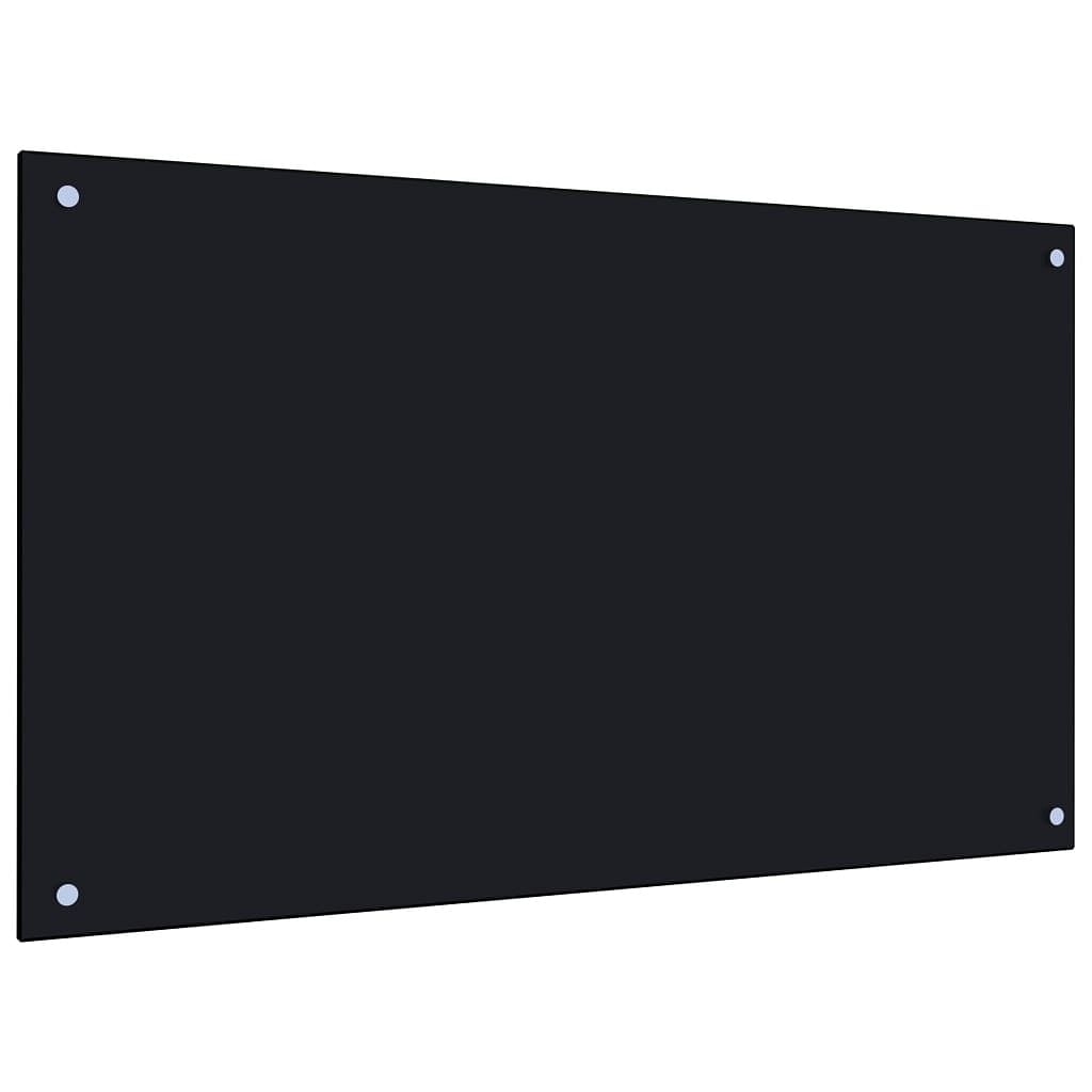 Kitchen backsplash black 39.4"x23.6" tempered glass
