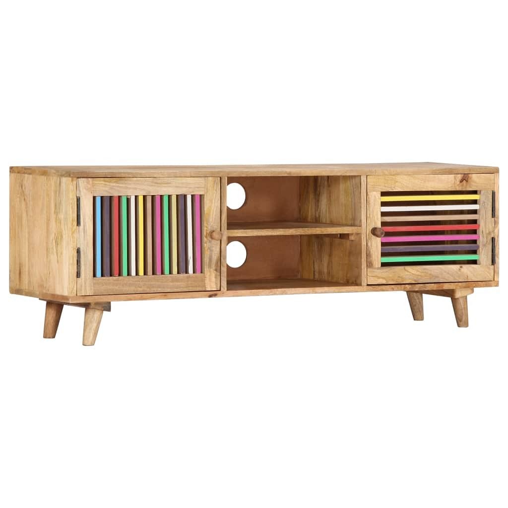 Tv stand multicolor solid mango wood, engineered wood 47.2 in wide