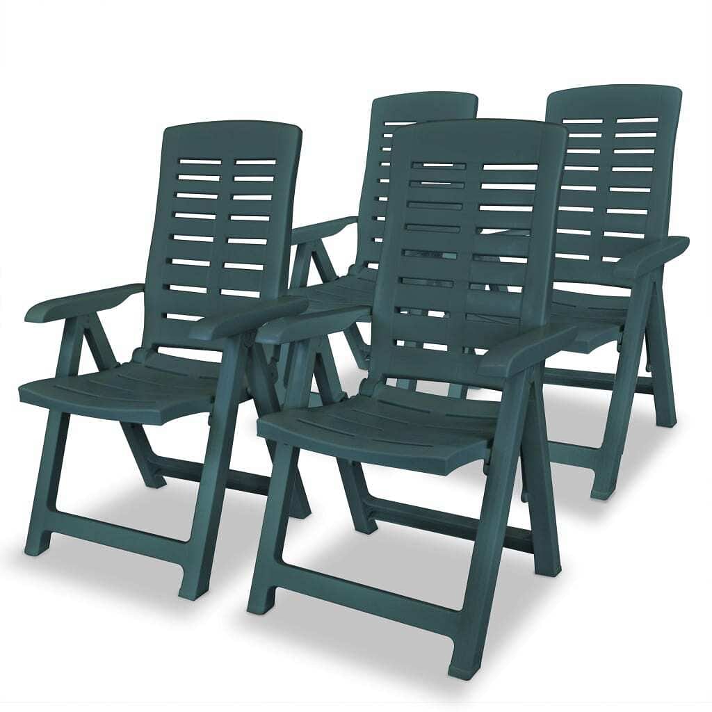 Garden chair set of 4 green plastic standard foldable