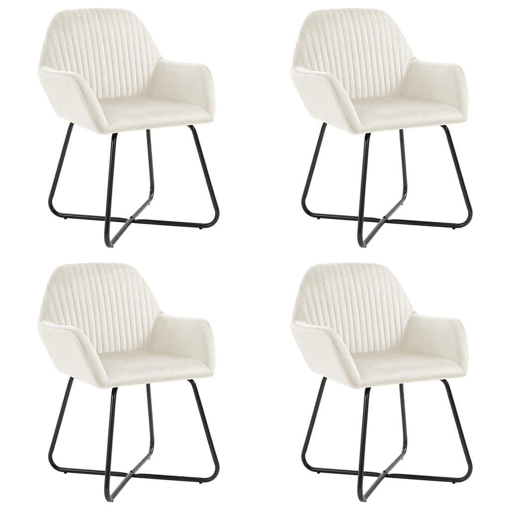 Dining chair set of 4 cream velvet standard ergonomic