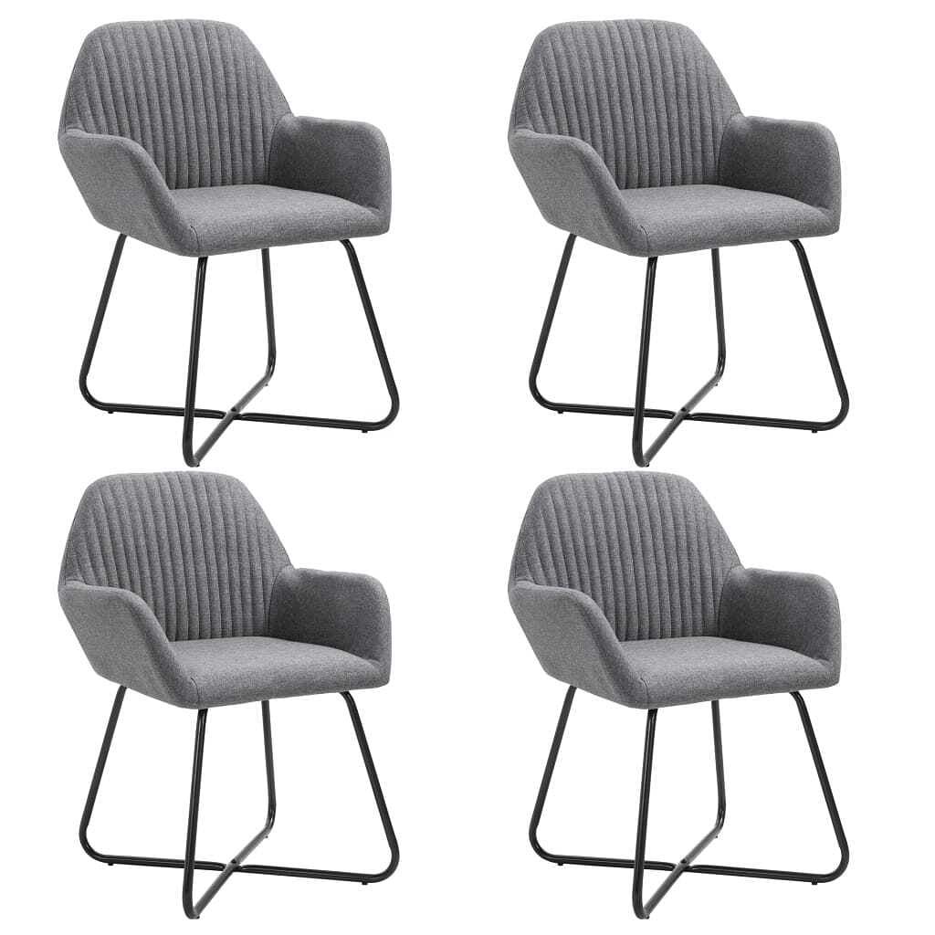 Dining chair set of 4 dark grey fabric and powder-coated steel