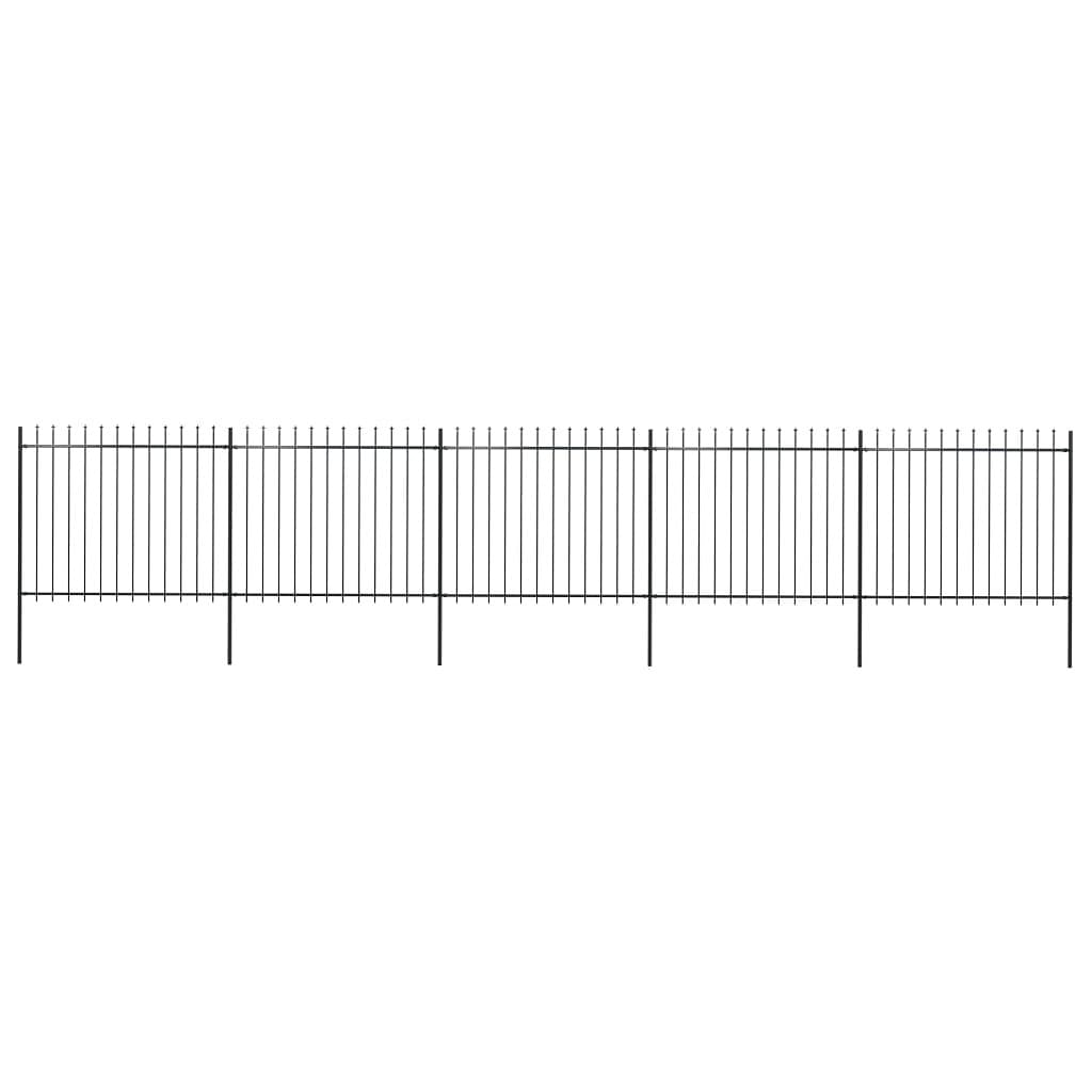 Garden fence with spear top steel 334.6"x59.1" black