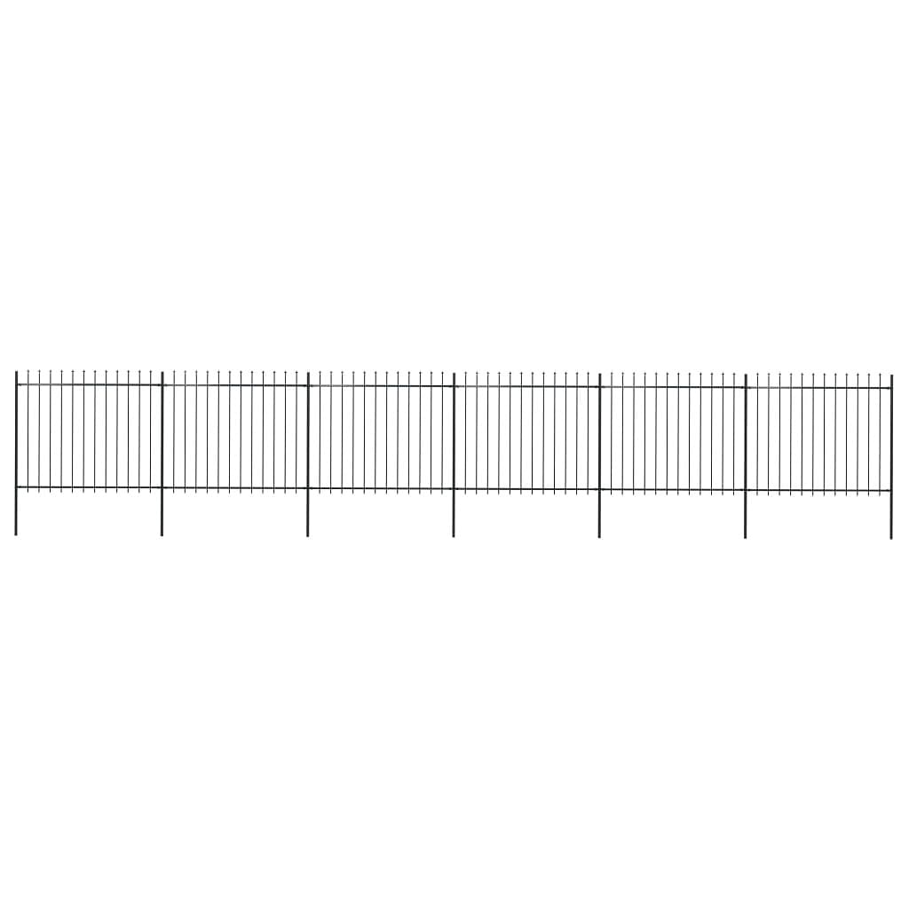 Garden fence with spear top steel 401.6"x59.1" black