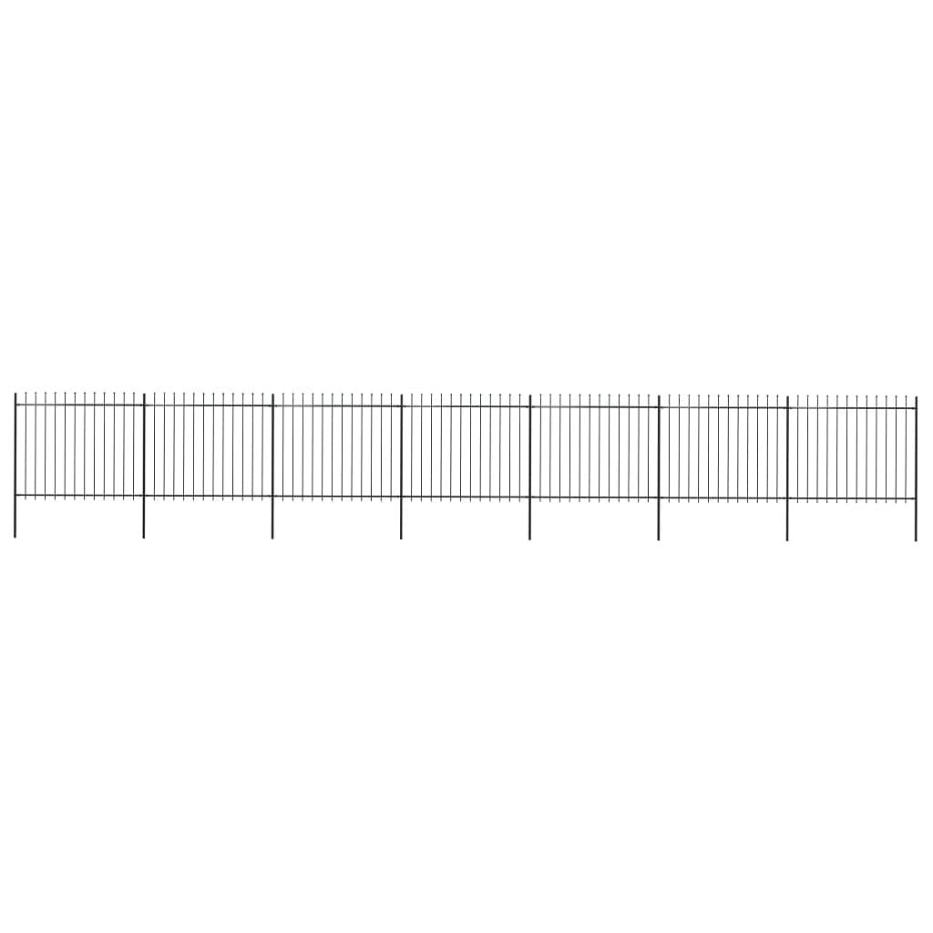 Garden fence with spear top steel 468.5"x59.1" black