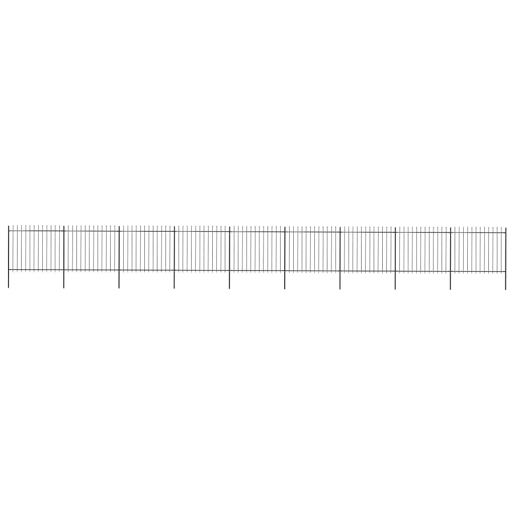 Garden fence with spear top steel 602.4"x59.1" black