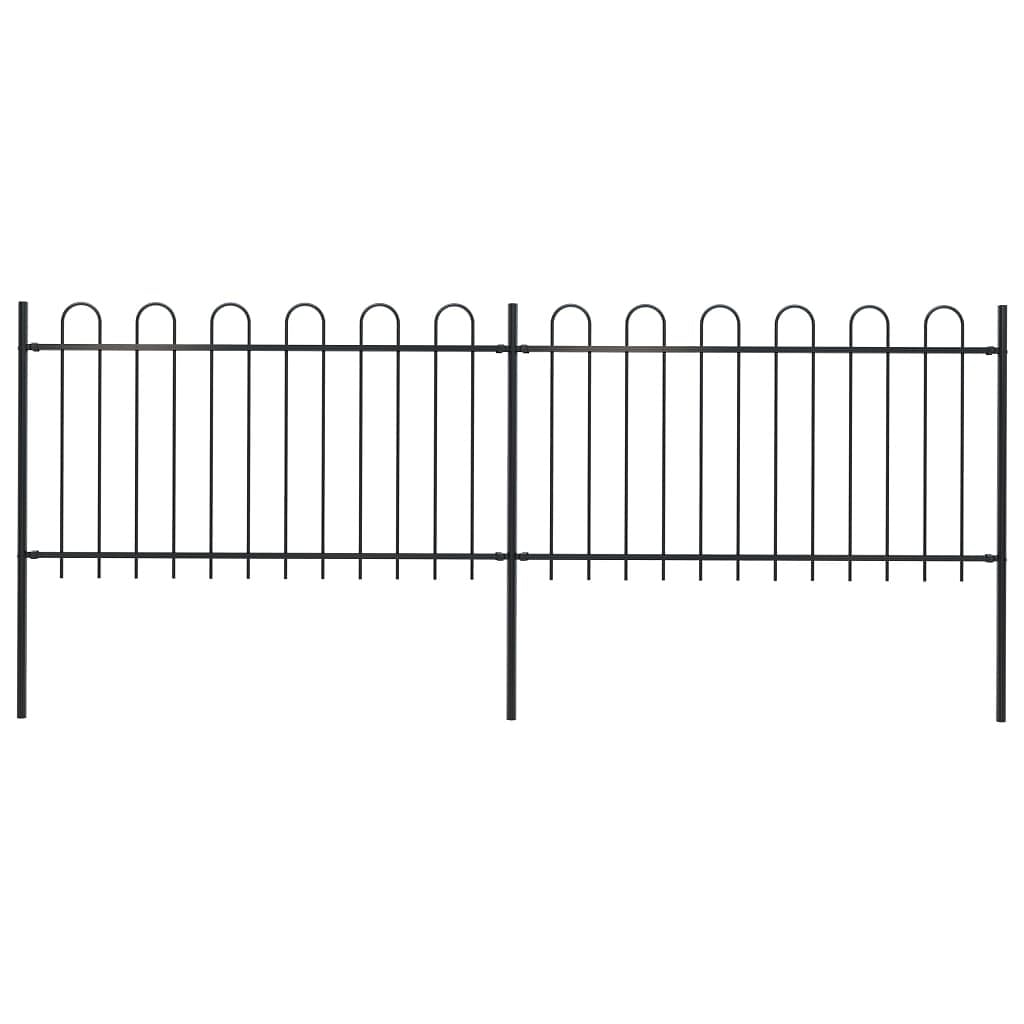 Garden fence with hoop top steel 11.2' black