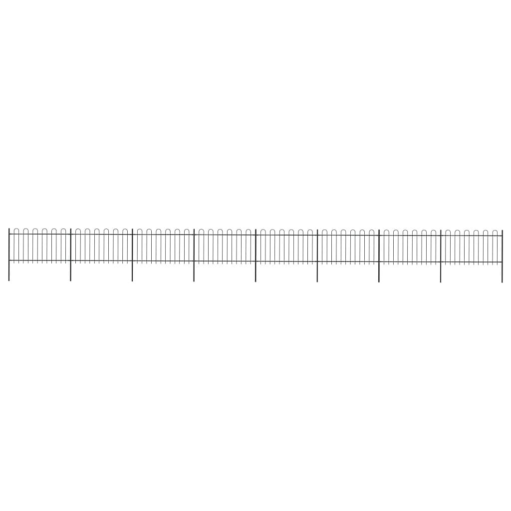 Garden fence with hoop top steel 44.6' black