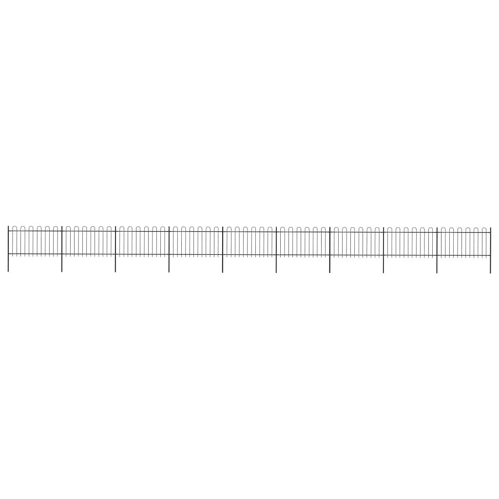 Garden fence with hoop top steel 50.2' black