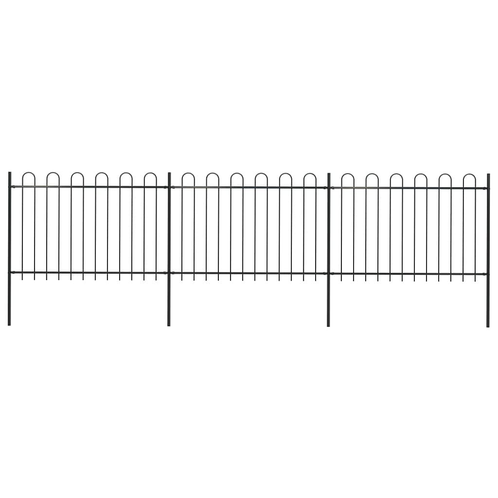 Garden fence with hoop top steel 16.7' black