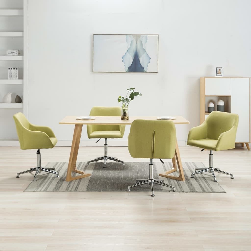 Dining chair set of 4 green polyester, plywood, steel standard