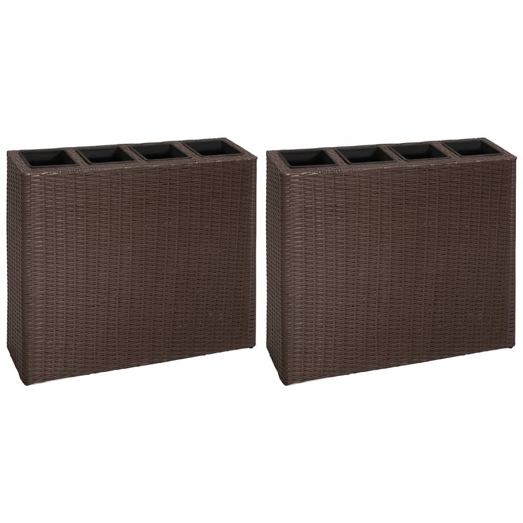 Raised bed brown poly rattan frame, plastic pot standard