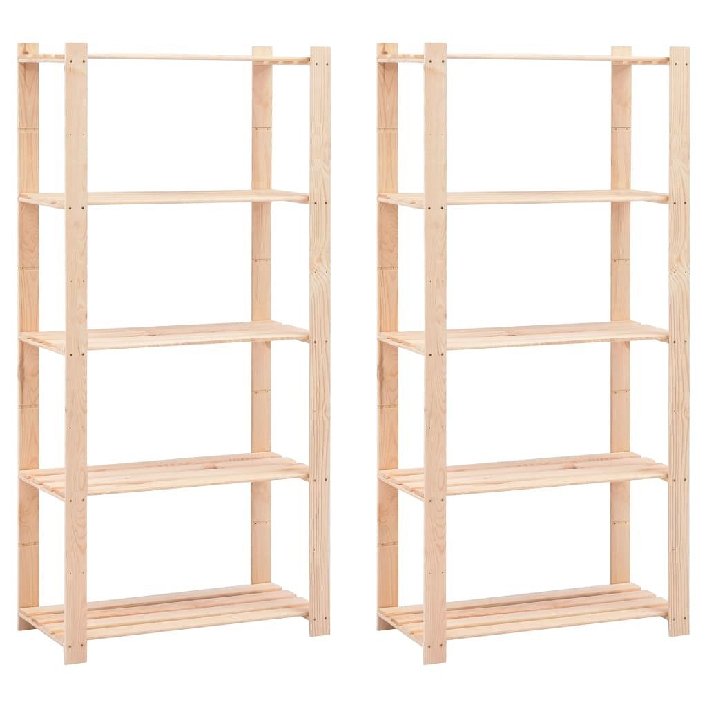 5-tier storage racks 2 pcs 31.5"x15"x66.9" solid pinewood 551.2 lb