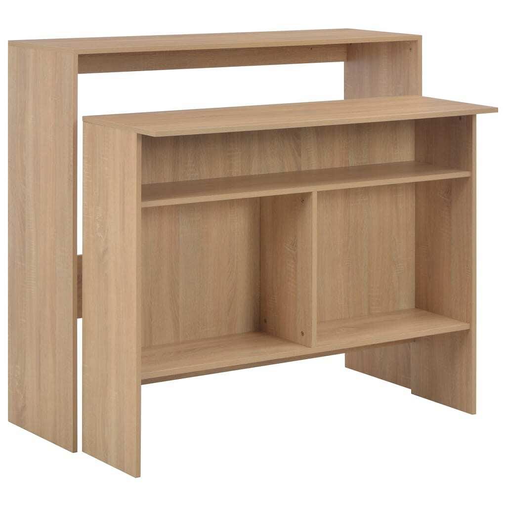 Bar table oak engineered wood 51.2 x 15.7 x 47.2 in modern