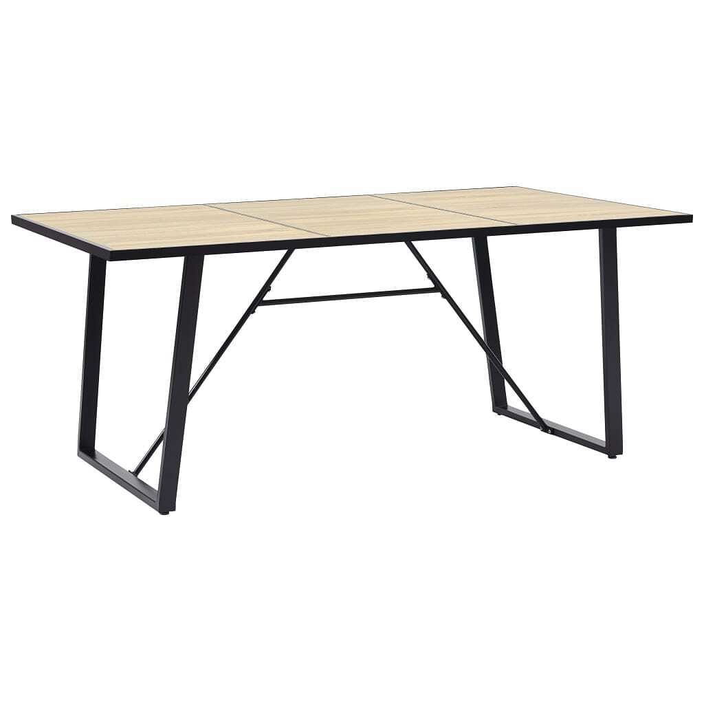 Dining table oak tabletop and black frame