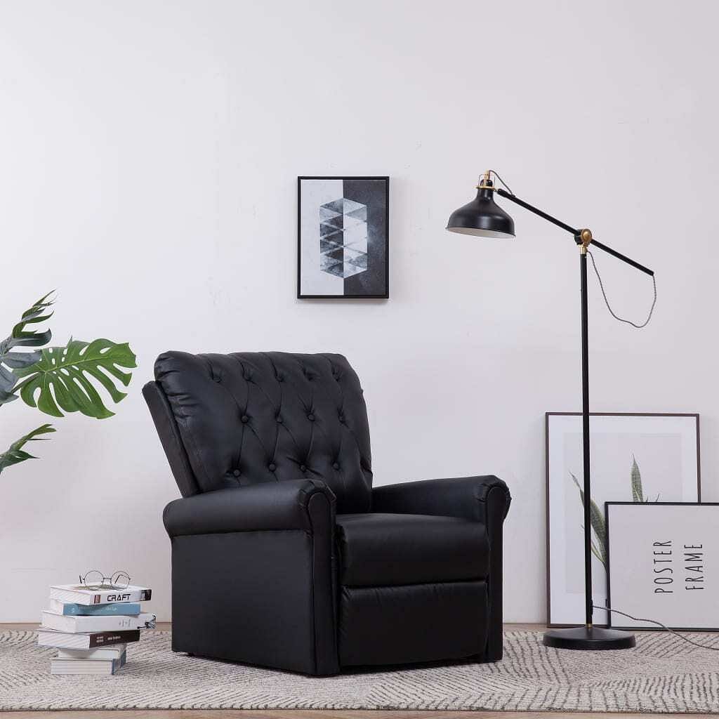 Reclining chair black faux leather, cotton, polyester, pvc standard