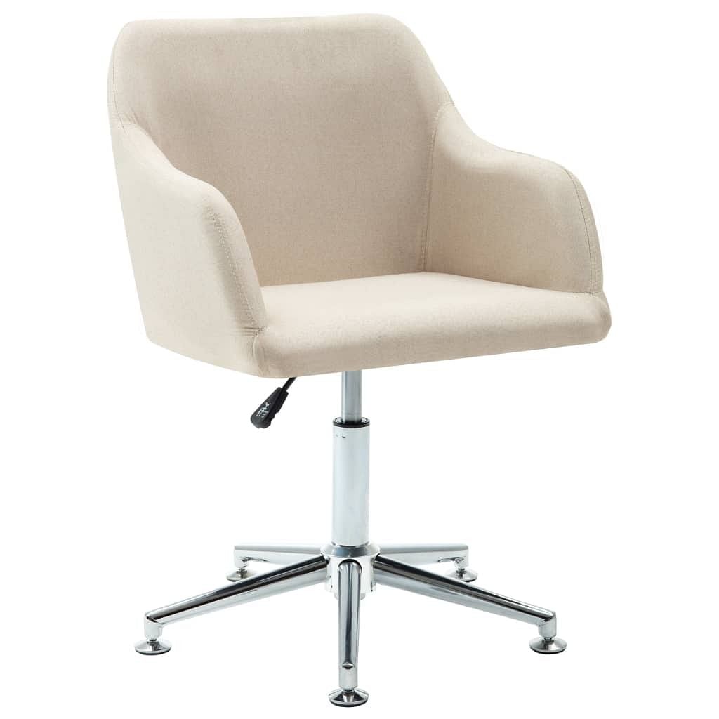 Dining chair cream fabric adjustable height, compact swivel