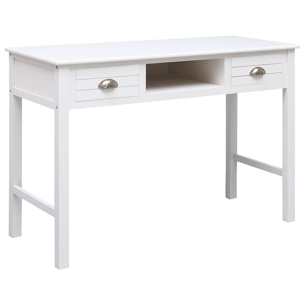 Desk white solid paulownia wood and solid poplar wood medium desk