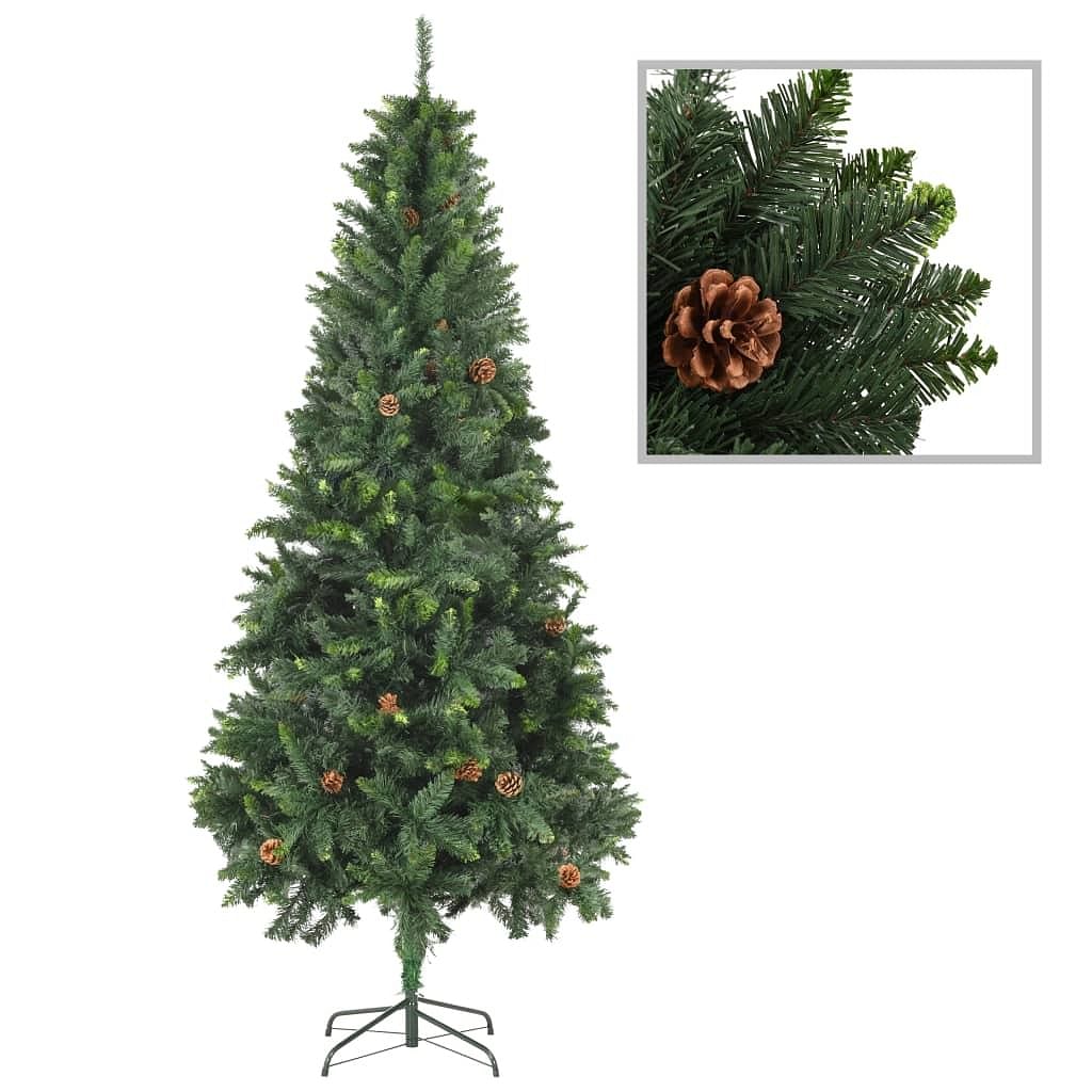 Christmas tree green with brown pine cones pvc and iron 7 ft tall