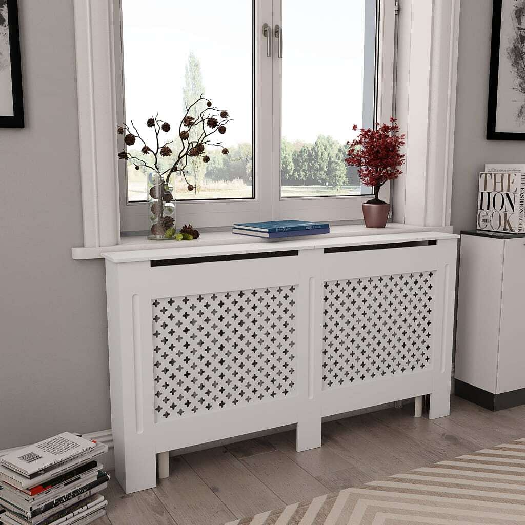 Radiator cover white 59.8"x7.5"x32.1" mdf