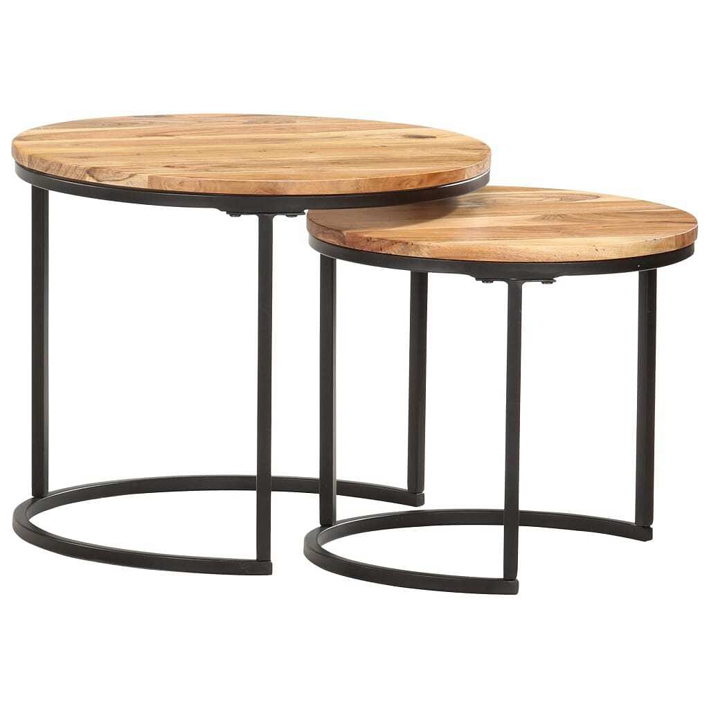 Nesting table set of 2 acacia wood with oil finish