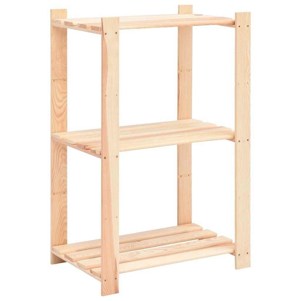 3-tier storage rack 23.6"x15"x35.4" solid pinewood 330.7 lb